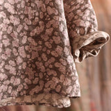 Johnature Vintage Summer Ramie Women T-Shirts Print Floral O-neck Long Sleeve 2025 New Chinese Style Women Clothes Casual Tees