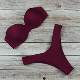 Sexy Push Up Thong Bikini 2025 Women Leopard Bandeau Swimsuit Brazilian Swimwear Female Bathing Suit Swimming Summer Beachwear