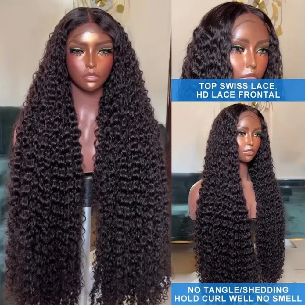 200% Density 30 40 Inch 13x4 13x6 Hd Lace Frontal Wigs Deep Wave Lace Frontal Wigs Water Wave Curly Human Hair Pre Plucked Wigs
