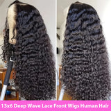 250% 13x6 HD Deep Wave Lace Frontal Wigs Brazilian Water Wave 40Inch 13x4 Curly Lace Front Pre Plucked Human Hair Wigs Baby Hair 5x5 Ready to Go HD Lace Glueless For Black Women