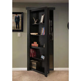 Custom Murphy Door Design: Contemporary Solid Wood Secret Bookcase Hidden Door-28" X 80" Flush Mount with Black High-Grade Paint