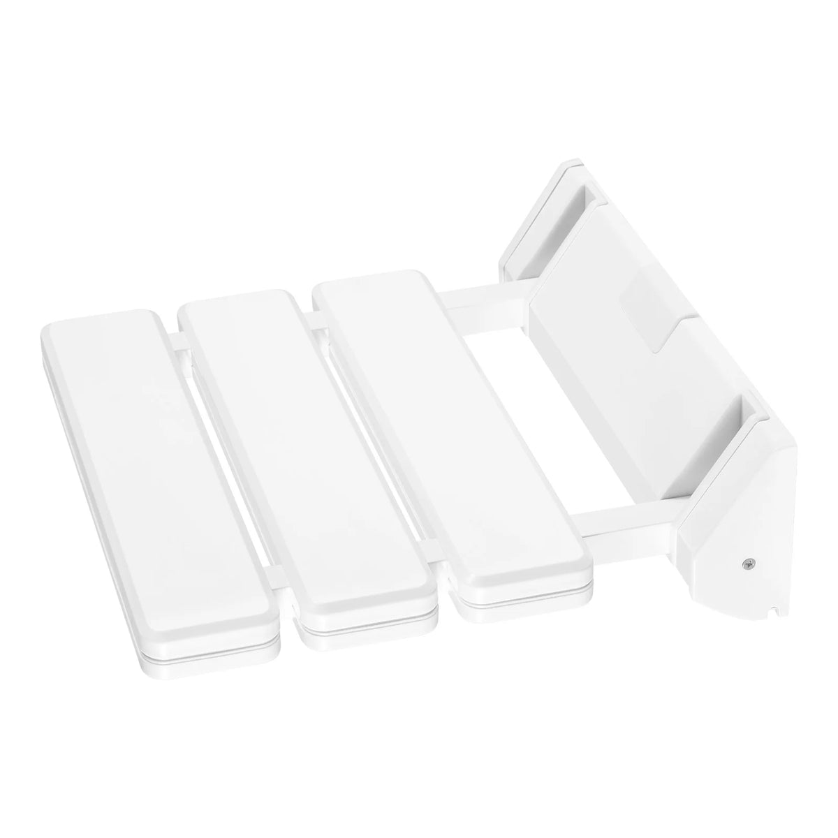 90° Folding Shower Seat Wall-Mounted Waterproof Shower Bench Shoe Changing Stool White Load 130kg for Bathrooms Porches 32*34cm