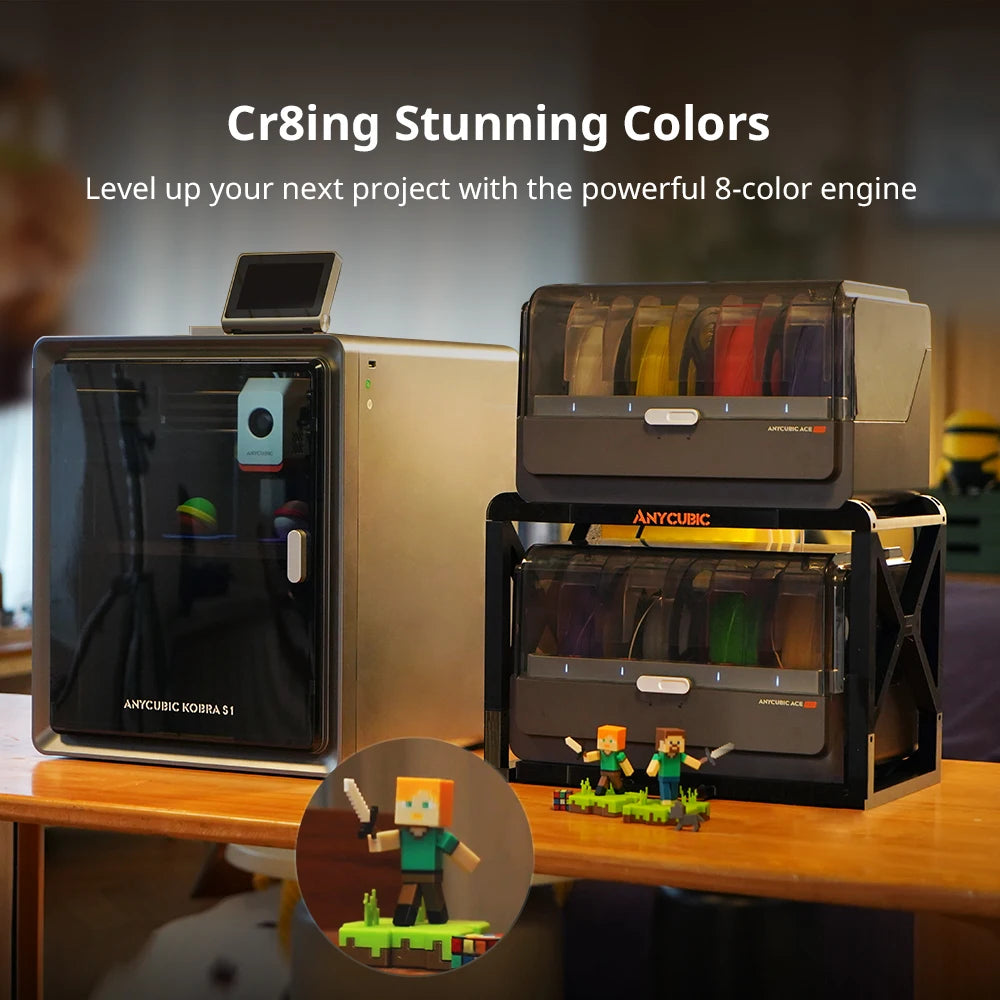 Anycubic Kobra S1 Combo Multi-Color 3D Printer High Precision Core XY Stable Structure Ultra-Quiet Max Speed 600mm/s