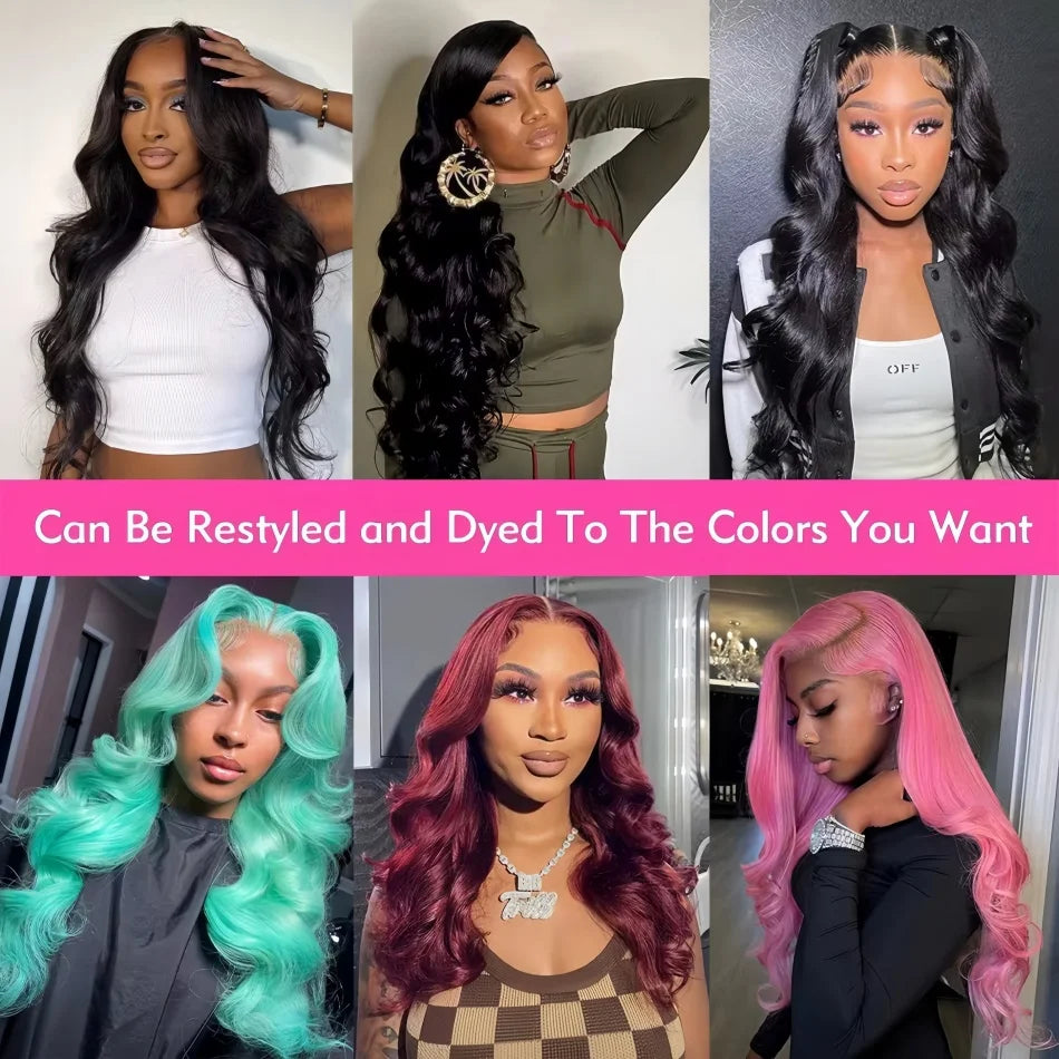 260% Density 13x6 Body Wave Lace Front Wigs Human Hair Pre Plucked 13x4