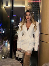 2025 New Waist Cinching Mini Dress Women Fashion Full Sleeve Deep V-neck Double Breasted Short Dresses Lady Party Street Gown