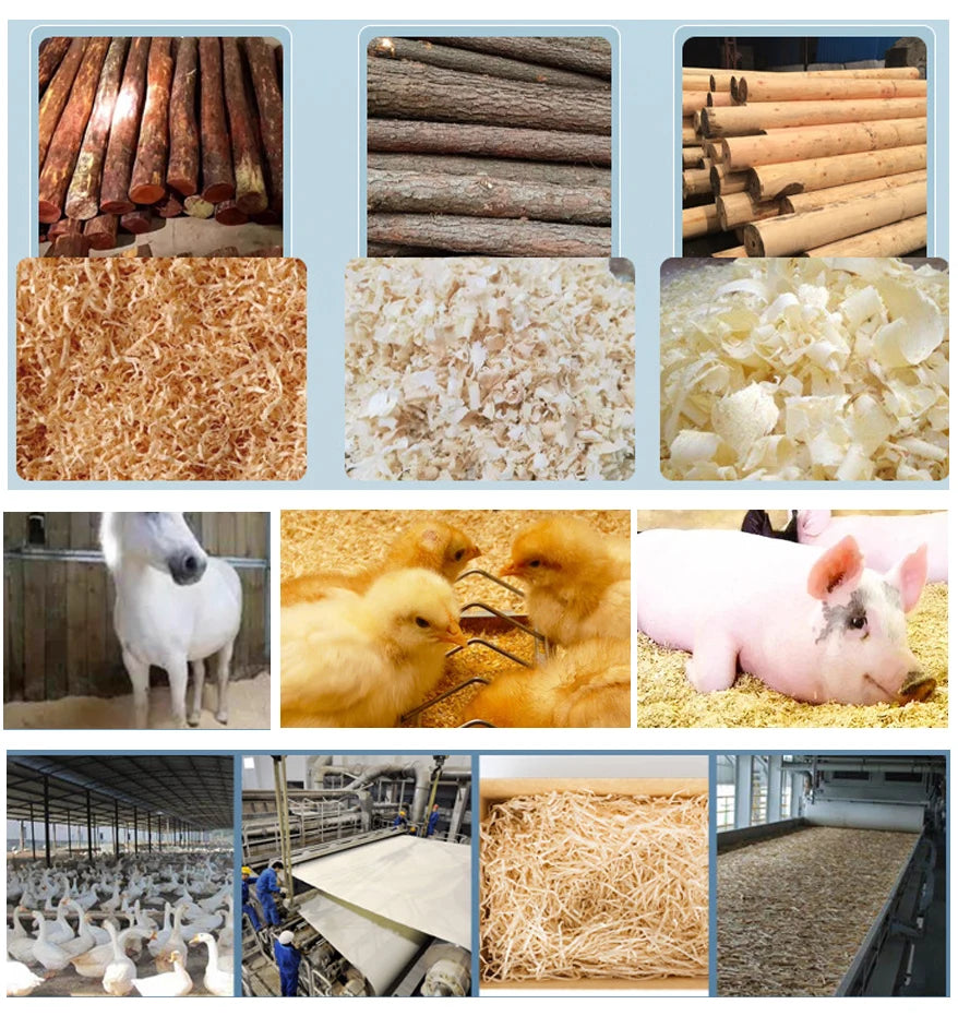 Automatic Pet Wood Shavings Machine for Poultry Bedding & Chicken Horse Animal Bedding
