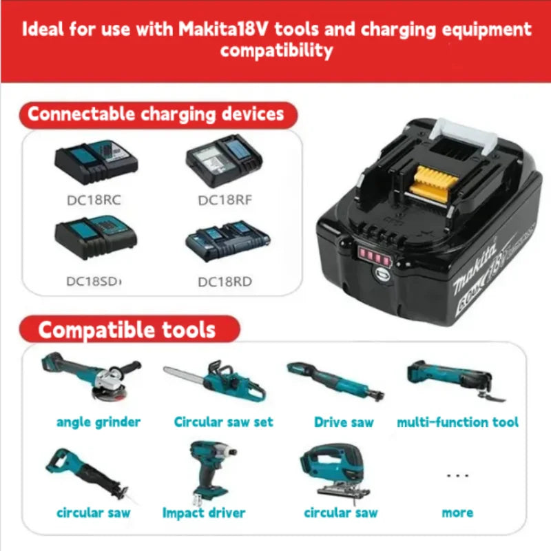 18V Makita battery 6.0Ah BL1860B,LED display light rechargeable battery replace BL1850B LXT400,for Makita 18V power tools
