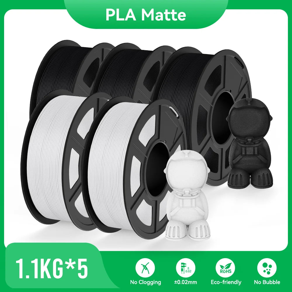 JAYO PLA Matte 3D Printer Filament 1.75mm+/-0.02mm 5/10Rolls 100% No Bubble Non-toxic3D Printing Materials for 3D Printer& Pen