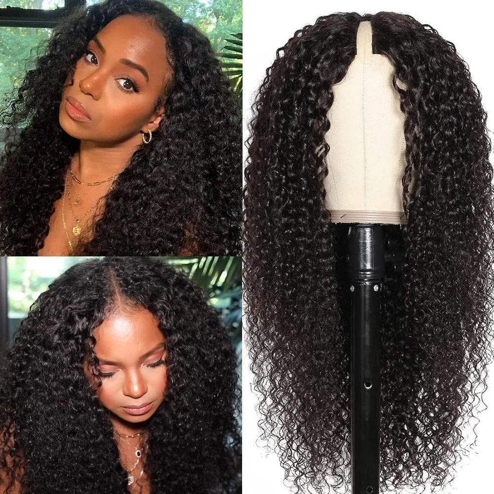 200 Density Upgrade Glueless V Part Wig Curly Wave Human Hair No Leave Out Ready To Wear Water Wave Human Hair Wigs 30 32 Inch