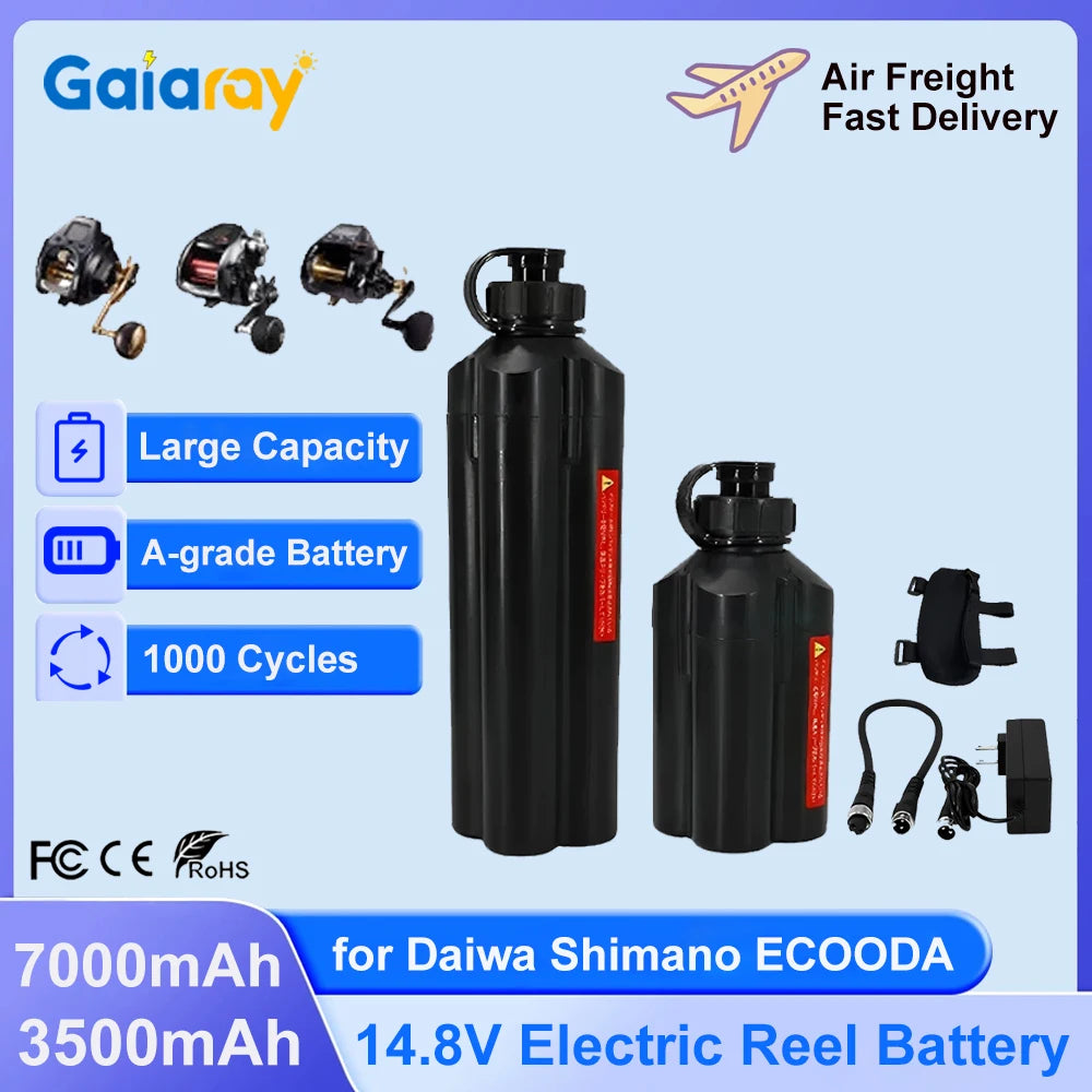 Gaiaray 7000mAh 3500mAh Sea Fishing Electric Reel Battery 14.8V Electric Fishing Reel Lithium Battery For DAIWA SHIMANO ECOODA