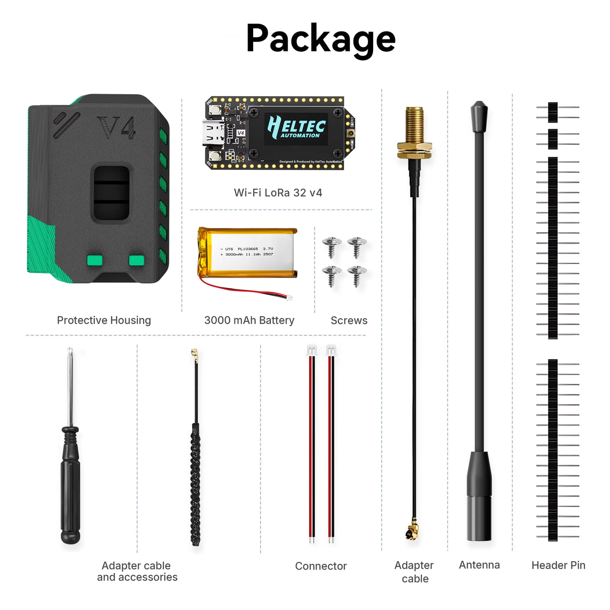 1/2 Set Heltec V4 With 3000mah Battery ESP32 LoRa 32 V4 Kit ESP32-S3 SX1262 27dBm OLED Display for Meshtastic WiFi IoT Arduino