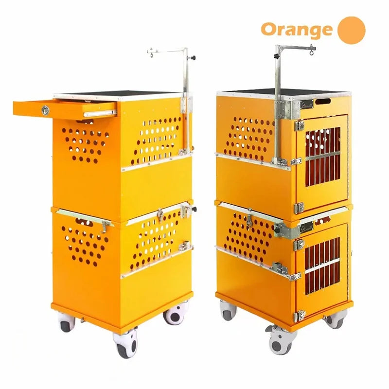 Stackable Lockable Aluminum Two Berth Double Decker Dog Show Cage Set Trolley Grooming Arm Drawer Button