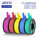 JAYO PLA Classic 3D Filament 1.75mm High Speed Matte PLA 3D Printer Filament Neatly Wound 3D Printing Materials 5Rolls/set