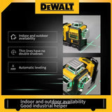 DEWALT 089 12-Line 3-Side 360° Green Laser Level 12V for Outdoor Construction Strong Light Absorption Fixation