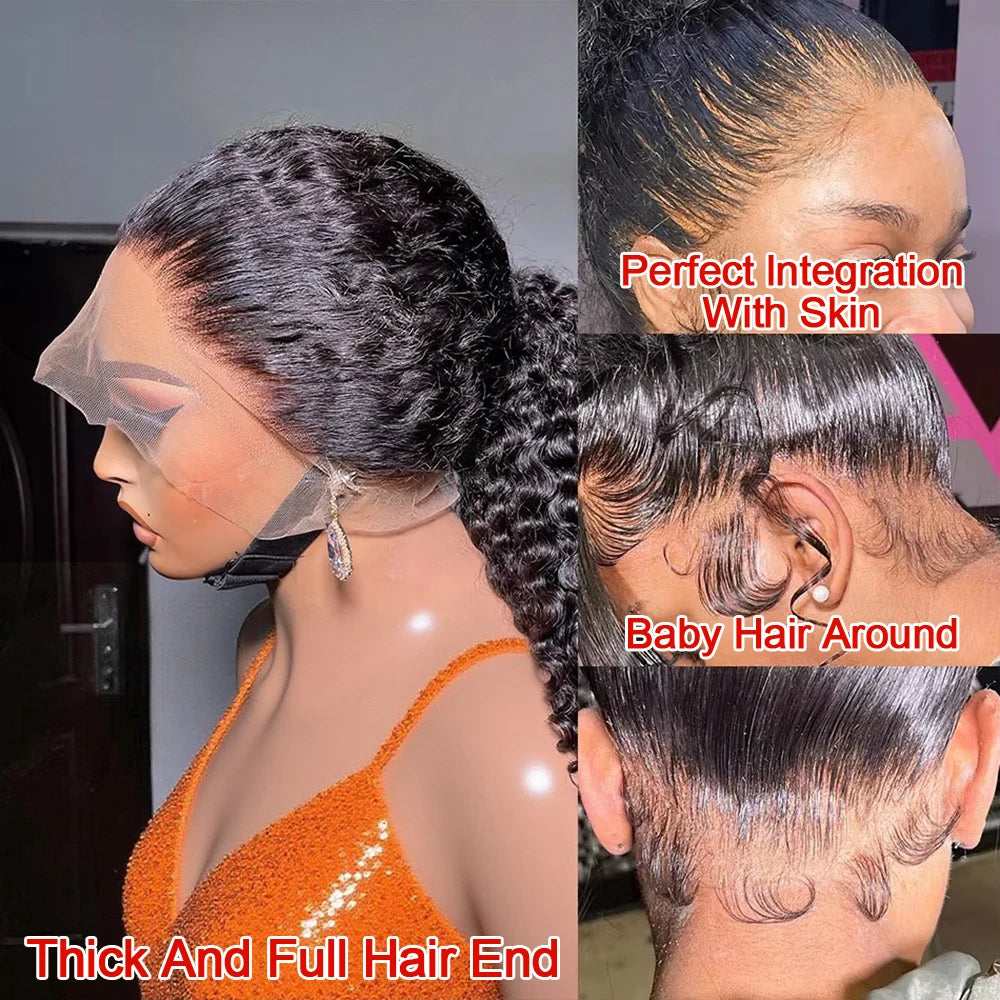 300% Density Curly Wigs HD 360 Full Lace Front Human Hair Wigs Brazilian