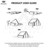 Outdoor inflatable camping tent with a panoramic skylight, suitable for activities such as camping, hiking, and fishing.