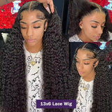 Curly ≥98% Human Hair Wigs 200% Real Density Water Deep Wave 13x6 13x4 HD Lace Front 360 Transparent Lace Frontal Wigs For Women 30 40 Inch Pre Plucked Lace Wigs Local Warehouse In The Us Ships Within Brazilian