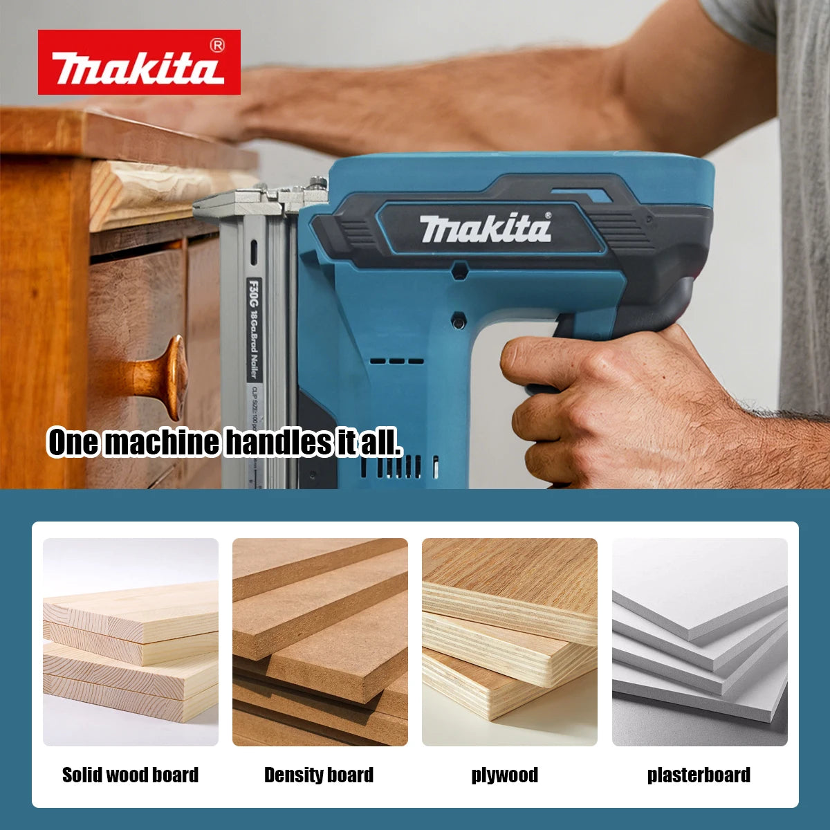 Makita 18V Wireless Nail Gun 20-30mm Nail Capacity for DIY Woodworking Projects Power Tool Kit