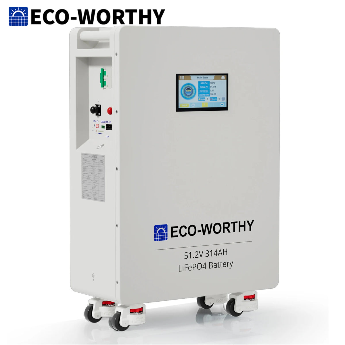ECO-WORTHY 48V 314Ah (V1) LiFePO4 Lithium Battery, 16.1kWh High Capacity Energy Storage with Breakers RS485/CAN/RS232 for Home