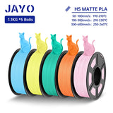 JAYO PLA Classic 3D Filament 1.75mm High Speed Matte PLA 3D Printer Filament Neatly Wound 3D Printing Materials 5Rolls/set