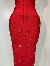 Women Sexy Halter Backless Shiny Rhinestone Pearl Bodycon Bandage Dress Celebirty Elegant Evening Party Luxury Birthday Dress
