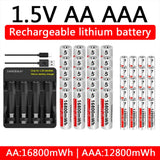 AA AAA rechargeable battery 1.5V lithium battery long life for Mouse Flashlight Fan Game Machine electric toy