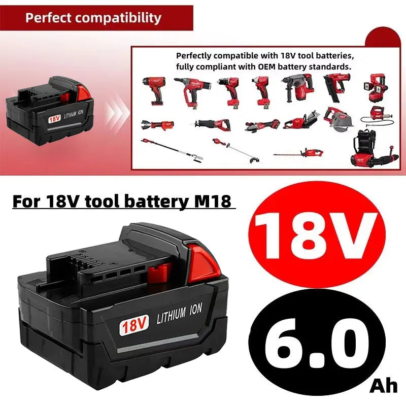 for Milwaukee M18 18V cordless tool battery for M18B5 XC lithium-ion batteries 48-11-1815 2604-20 48-11-1850 48-11-1860 etc.