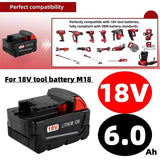 for Milwaukee M18 18V cordless tool battery for M18B5 XC lithium-ion batteries 48-11-1815 2604-20 48-11-1850 48-11-1860 etc.