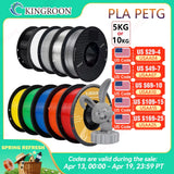 KingRoon 5KG 10KG PLA PETG Filament 1.75mm 3D Printer Plastic No Bubble Spool 3D Printing Materials for 3D Printers
