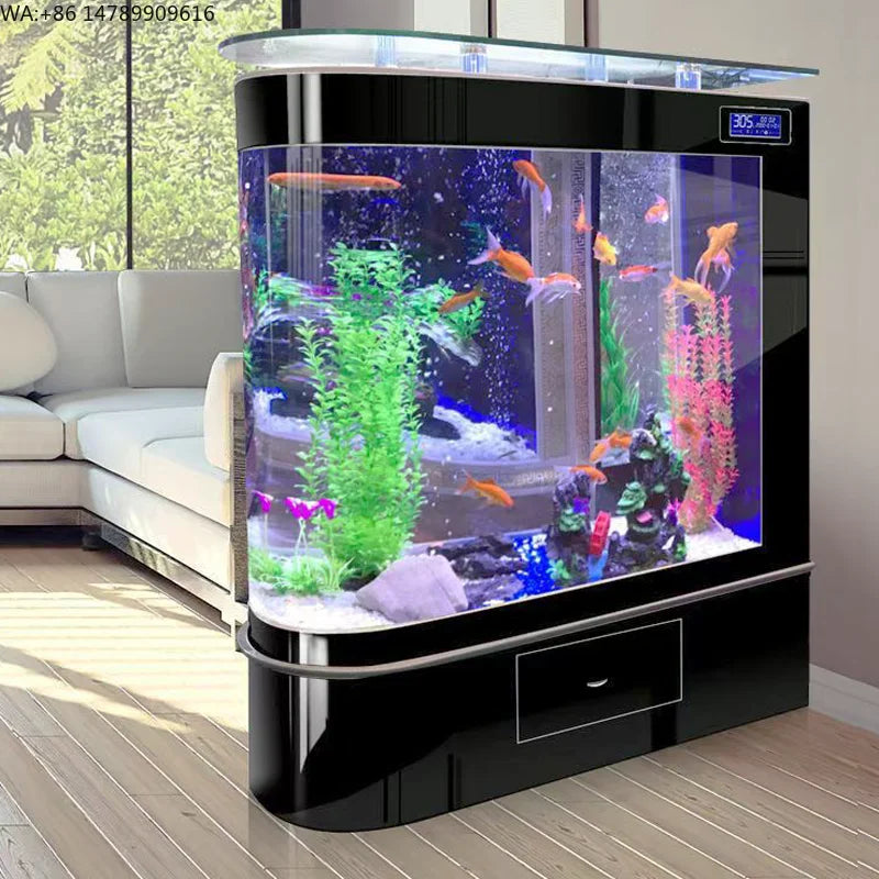 All-in-One AquariumBullet Glass Aquarium Tank Standing Against The Wall Durable Clear AquariumFish TankSelf-Cleaning Fish Tank