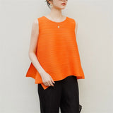 LANMREM High Quality 2026 Summer New Sleeveless Women's T-shirt Loose FRound Collar Tank Top Elastic Loose Clothing 2DB6803
