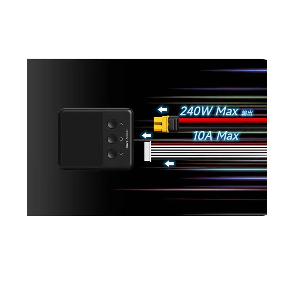 ISDT 608PD DC 240W/10A USB C 140W/5A Smart Digital Charger for LiFe/Lilon/LiPo/LiHV/NiMH/Pb Battery