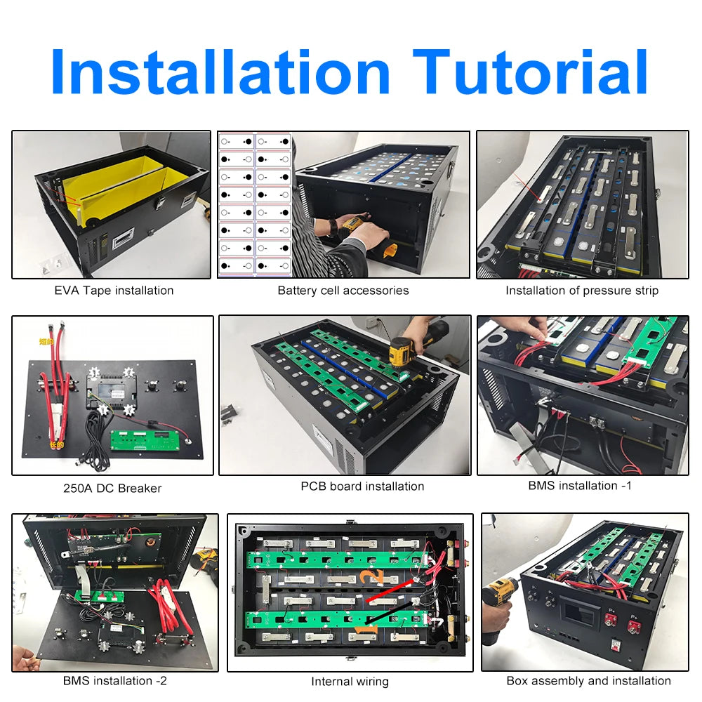 DIY 48V Box with JK 16S 200A Smart BMS LiFePO4 Battery Case 51.2V DIY Kits 280AH 300AH 320AH 340AH BT LCDAssemble Box EU Stock