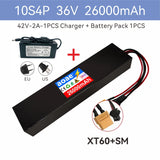 36V 10S4P 14Ah Grade A 18650 Lithium Battery Pack with BMS XT30/JST Connector, Long Range Scooter Battery for M365 500W-1000W