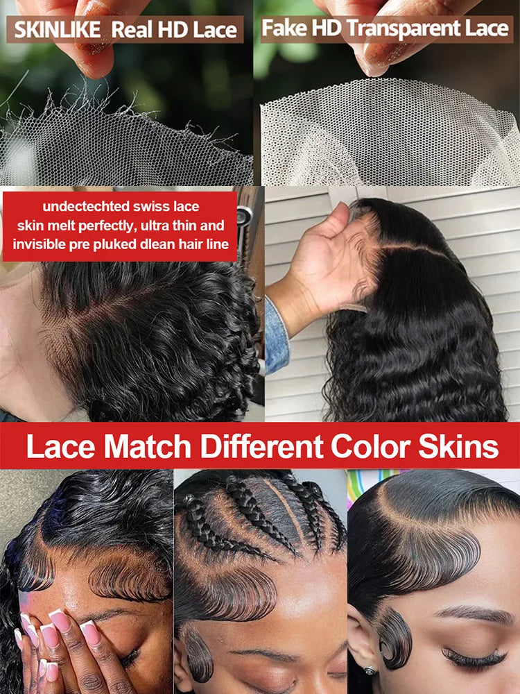 250 Density Human Hair 13x6 Deep Wave HD Lace Frontal Wigs 13x4 Water Curly 5x5 Glueless Lace Front Wig 30 40 Inch Closure Black