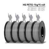 KINGROON High Speed PETG 3D Filament PLA/PETG 5KG 3D Printing Filament 1.75mm 100% Neatly Wound HS Filament 350mm/s Printing