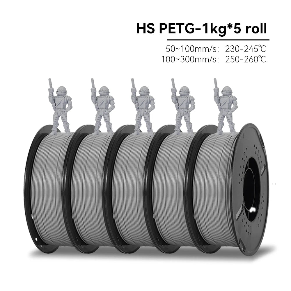 KINGROON High Speed PETG 3D Filament PLA/PETG 5KG 3D Printing Filament 1.75mm 100% Neatly Wound HS Filament 350mm/s Printing