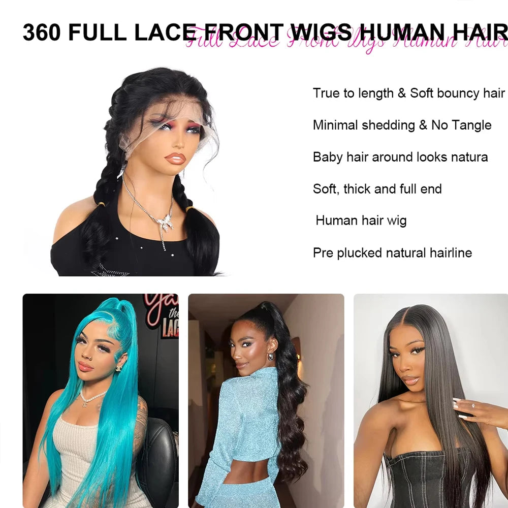 220% Hd Transparent 360 Full Lace Front Wig 40 Inch Pre Plucked Brazilian 13x6 Hd Lace Frontal Wig Bone Straight Human Hair Wigs