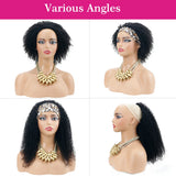 Glueless Half Wigs Human Hair Kinky Curly Headband Wig Upgrade 3 IN 1 No
