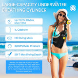DIDEEP 1L Mini Scuba Diving Tank Set, 15-20Mins Underwater Diving Cylinder with Hand Pump，Portable Lungs Bottle with 3000 PSI