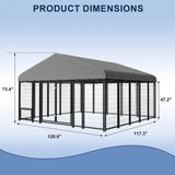 10x10FT Dog Kennel Outside Double Door Outdoor with Feeding, Heavy Duty Dog Crate Durable Cage with Roof & Double Lock