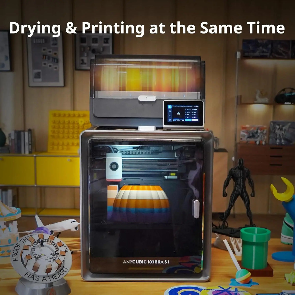 Anycubic Kobra S1 Combo Multi-Color 3D Printer Up to 600mm/s High Speed Printing Auto-Leveling Core XY Structure Direct Extruder
