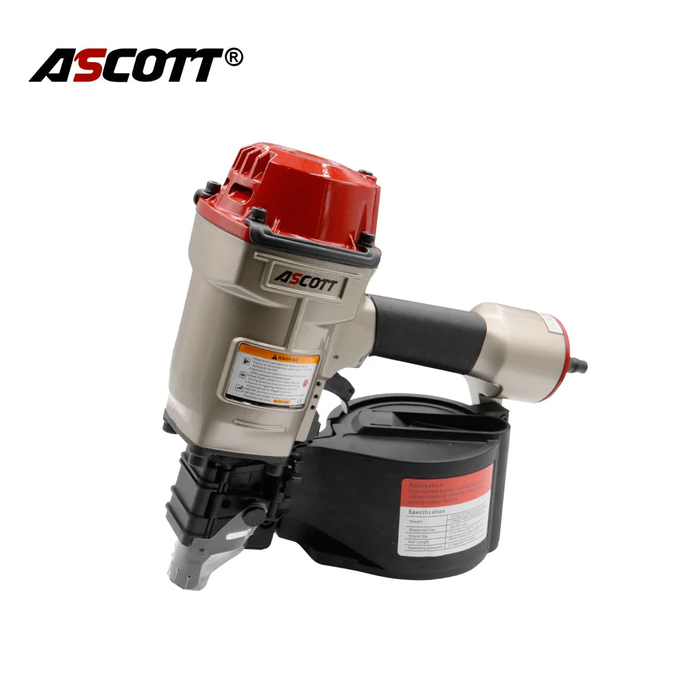 Ascott Coil Nailer CN57 CN70 CN80 CN90B Pallet Nailing Gun for Making Crates Siding Board Fencing Woodworking Pneumatic Tool