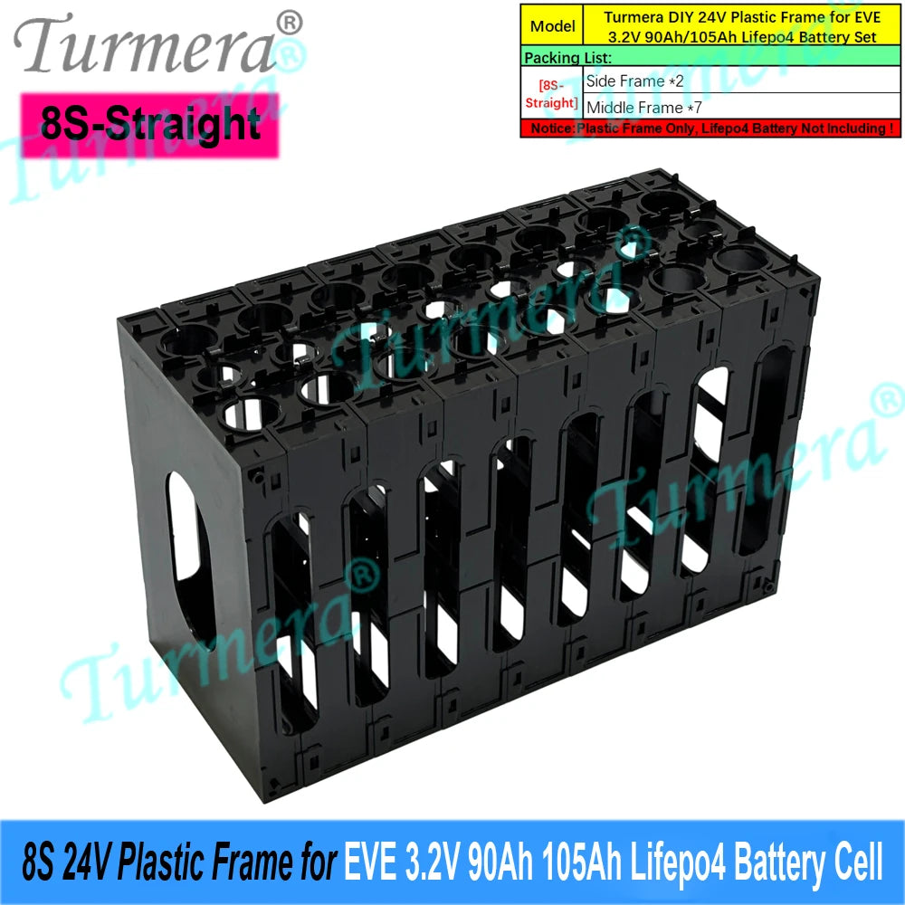 Turmera 12V 24V Battery Frame Flame-Retardant ABS PC Plastic Holder with Latches for CATL EVE 280Ah 320Ah 105Ah Lifepo4 Cell Use
