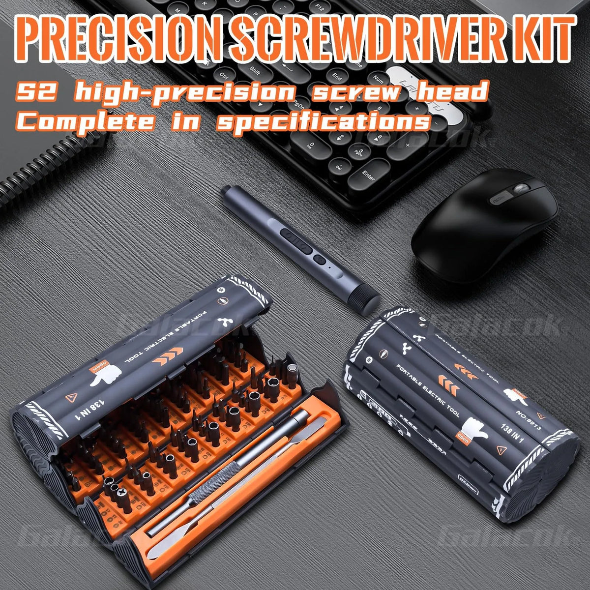 138 in 1 Electric Precision Screwdriver Set Mini Repair Tool Kit with 122 Magnetic Phillips Torx Bits for iPhone Watch Camera PC
