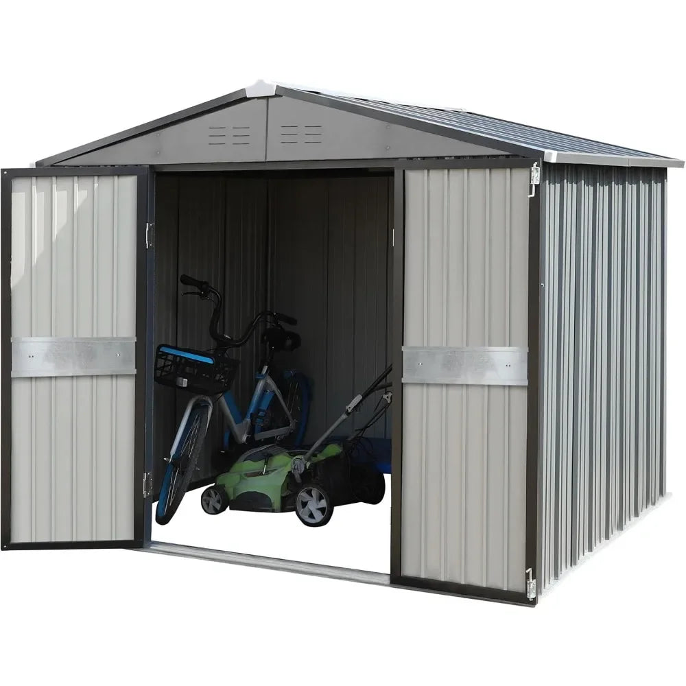 10 'x 10' outdoor storage shed, double door, garden metal shed, multifunctional, backyard, terrace lawn storage shed