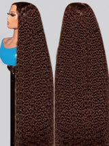 Deep Curly Human hair Wigs Chocolate Brown 13x4 13x6 Hd Lace Frontal Wig Colored Water Wave Lace Front Wig For Women 30 36 Inch