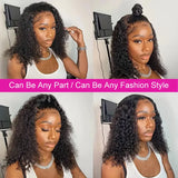 Brazilian 100% Human Deep Curly Bob Hair Wigs Natural Black Color Deep Wave HD Lace Front Part 13x4 Transparent Lace Wigs