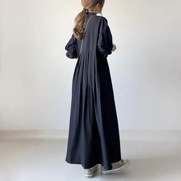 Japanese Style Autumn New Long-Sleeved Buttoned Dress