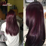 Burgundy Straight 13x6 HD Lace Frontal Wig Pre Plucked Remy Hair 99J Red Transparent Lace Front Human Hair Wigs With Baby Hair